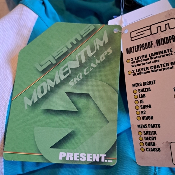 SMS men's size Large Aqua & white ski or snowboard jacket, Wind  & waterproof - Picture 5 of 16